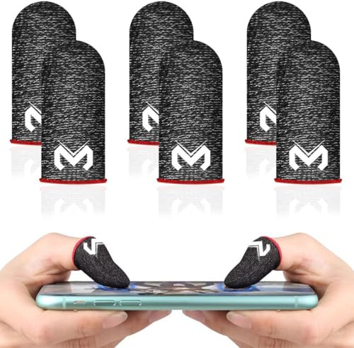KOQAIIZ 6 Stück Gaming Finger Sleeve,mit Leichter&Atmungsaktiver Touch Screen Daumenhülle, Professioneller Spielfingerabdeckung mit Rutschfester&Schweißfester Hohe Empfindlichkeit
