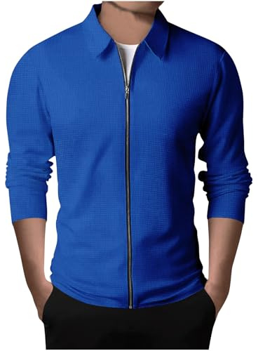 UHouse Jacke Herren Freizeit Hemdjacke Leichte Dünne Übergangsjacke Mode Jacken mit Reißverschluss Blouson Herbst Softshelljacke Oversized Bomberjacke Bequeme Strickjacke Casual Overshirt M-4XL