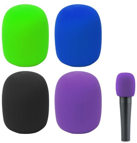 4 Stück Mikrofon Windschutz, Mikrofonabdeckung Bunte Schaumstoff, Popschutz Mikrofon Universell, Wiederverwendbare Mikrofon Windschutzscheiben Schutzhülle für KTV, Konferenzraum, Bühnenauftritt