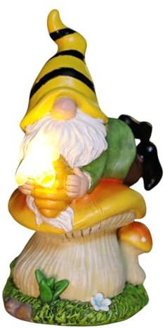 Birtern Nains de jardin solaires en résine pour l'extérieur | Statue de nain de jardin allongé, sculpture naine, statue de décoration d'extérieur résistante aux intempéries pour jardin, cour, pelouse