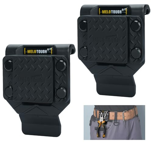 MELOTOUGH Magnetic Tool Holder Strong Magnetic Belt Clip for Screws,Nails,Wrench,Hammer,Pliers,Screwdriver,Trowel,Sockets - Fits Up to 2.7 Belt (Black)
