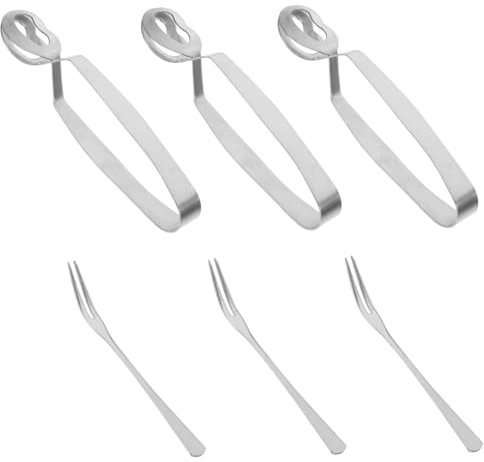 KICHOUSE 3juegos Pinzas y Tenedores De Caracol De Acero Inoxidable Diseño Compacto y Ergonómico Resistentes Al Calor Para Cocina y Restaurante Utensilios Portátiles Para Mariscos y Ensalada