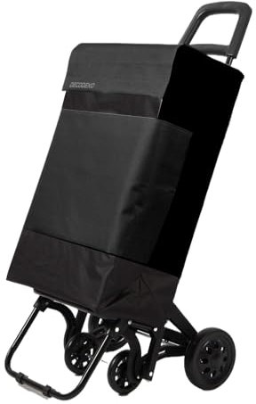 Carro de Compra Plegable Ligero, 100x41x33cm, Capacidad 48 litros, 4 Ruedas, Empaque Cartón Reforzado (Negro)