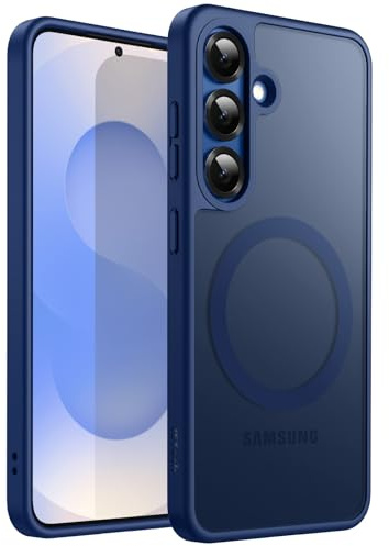 JETech Cover Magnetica Opaca per Samsung Galaxy S25, Navy | Compatibile con MagSafe, Retro Traslucido, Custodia Protezione Antiurto