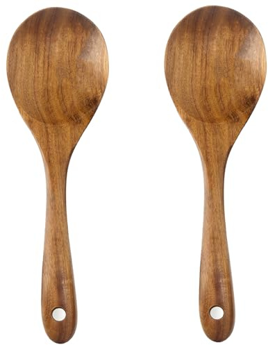 Large Teak Wooden Forks for Salad Serving Set of 2, 13-Inch Teak Wooden Serving Spork Set, Natural Wood Salad Servers, Wooden Kitchen Forks, Salad Servers Resistant to High Heat
