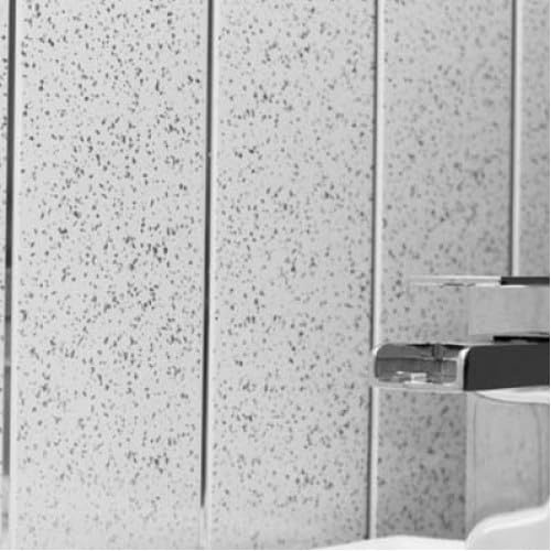 4 x White Sparkle Silver 2 Strip Shower Wall Panels 250mm x 2700mm x 5mm, Easy to Install 100% Waterproof & Heat Resistant PVC Ceiling Panels