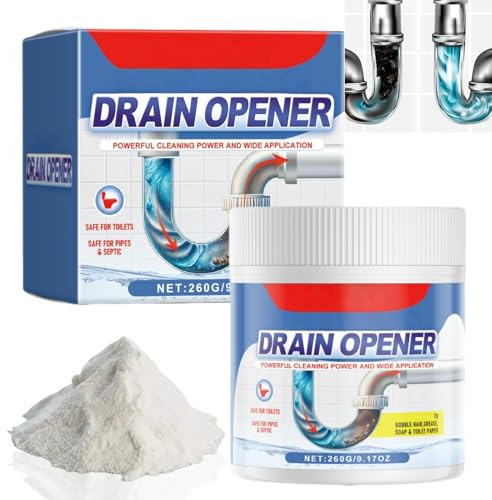 Powerful Pipe Dredging Agent,Drain Unblocker,Sink Drain Cleaner Powder,Bathroom D/rain Unblocker,Quickly Dissolving Blockages,Toilet Cleaner Foam Powder,Fast Acting for Pipes in Bathrooms & Toilets