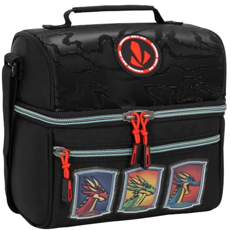 Vasari - Fiambrera, Accesorio Escolar, Mantiene Alimentos Frescos, Incluye Compartimentos Grandes Superior e Inferior, Asa Superior Acolchada (Gaming Dragon)