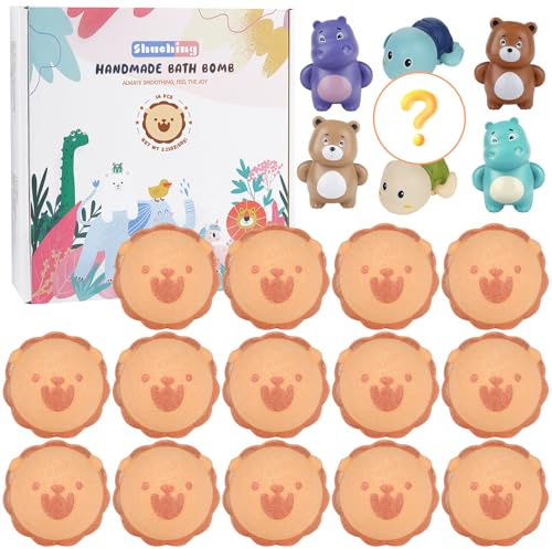 SHUCHING 14 Bombe da Bagno Bambini Leone, Bombe da Bagno con Giocattoli Pistola, Set Regalo Bath Bombs Naturali Bio per Bambini Compleanno Natale Festa