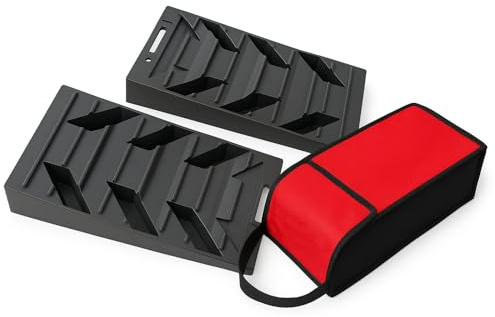 XENPER Calzos Niveladores para Furgoneta Camper – Juego de 2 Unidades con Bolsa de Transporte – Antideslizantes, Compactos y Resistentes – Soportan 4 Toneladas – Altura 9 cm