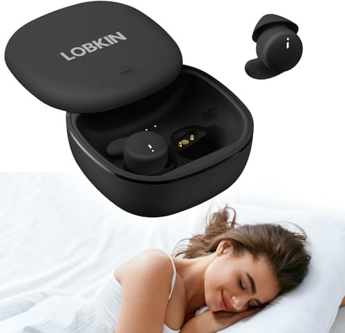 LOBKIN Sleep Earbuds,Wireless Bluetooth 6.0 Noise Blocking Sleeping Headphones,Sleep Earphones for Side Sleepers in Ear Soft Mini Invisible Buds Comfort Fit for Sleeping Working