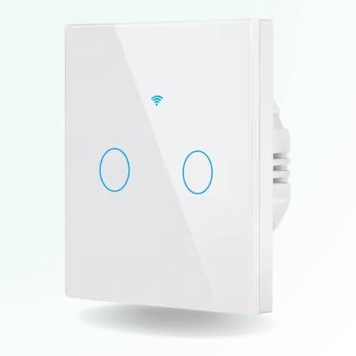 ZenGO Interrupteur Tactile connecté WiFi + RF 433 MHz, 2 Boutons, sans Fil Neutre, Compatible Alexa, Google Home, SmartLife et Tuya