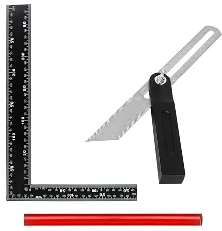 Ensemble De 2 Pièces Équerre Menuisier,Outil Multifonction Réglable Fausse Equerre Menuisier,Acier Inoxydable Fausse Equerre,Adapté Aux Menuisiers Et Artisans,Comprenant 1 Crayon À Bois