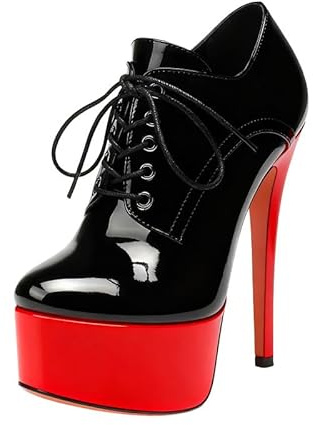 Veelau Meieer Damen High Heels Pumps Plateau Stiletto Hochfrontpumps Lackschuhe Schnürpumps