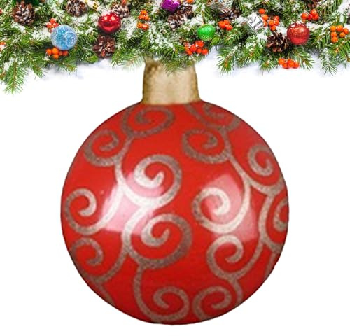 Aufblasbare Weihnachtskugeln Für Draußen | 61 cm Weihnachtsdekoration | Dekorativer Weihnachtsschmuck | Für Dachvorsprünge Geländer Äste Rasen Garten Eingangsbereich Boden Wohnzimmer Schlafzimmer