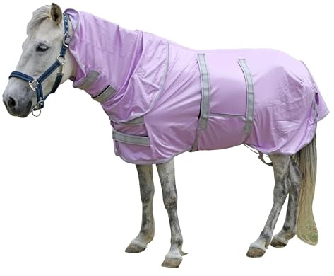 Leberna Miniature Weanling Donkey Pony Horse Foal Fly Rug (Purple, 3' 6) | Breathable Mesh Lightweight Shetland Summer Fly Sheet with Neck & Belly Wrap, Insects Flies Bug Protection