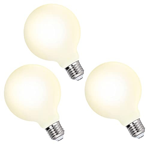 ENUOTEK Bombillas Redondas Globo Grandes Bajo Consumo LED Filamento, G95 6W 650Lm Casquillo Edison E27, Luz Calida 3000K para Lampara Colgante de Pared de Pie, No Regulable, 3 Pack