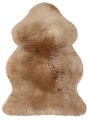 Heitmann-Felle Australisches Lammfell Schaffell in Camel Öko Fell ökologisch gegerbt Teppich Bettvorleger in 100 x 68 cm