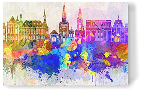 artboxONE Leinwand 30x20 cm Reise Aachen Skyline in Watercolor von Paul Rommer