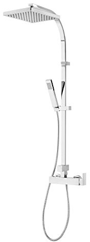 Schulte Duschsystem mit Einhebelmischer, Kopfbrause eckig, verchromter Korpus aus Messing, Duschmaster Rain II mit Regendusche