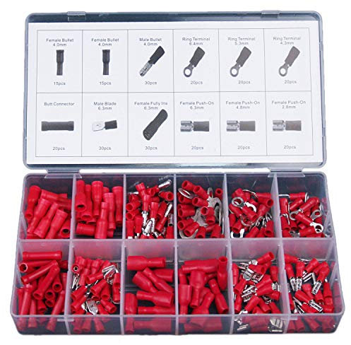 Craft-Equip 260 tlg. Kabelschuhe Satz ROT Steckverbinder Flachstecker Ringkabelschuh