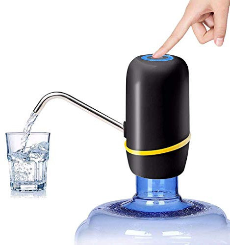 H&RB Water Bottle Pump, Electric Drinking Water Pump 5 Gallon Water Bottle Cooler Dispenser USB Charging Portable Water Dispenser,Black