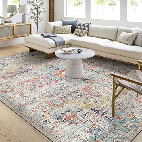 Livabliss Asmara Vintage Rug - Area Rugs Living Room 120x170 cm, Dining Floor, Kitchen, Traditional Multicoloured Boho Style, Easy Care Pile, Bohemian Large Rug, Beige, Mustard, Blue
