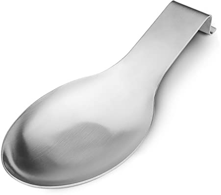 VanlonPro Stainless Steel Spoon Rest, Spatula Ladle Holder, Stainless Steel Utensil Spoon Rest Holder, Brushed Finish, Dishwasher Safe 9.8 x 3.7 Inch (Silver 1PC)