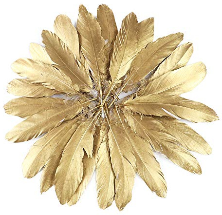 FEARAFTS Gold Feathers Natural Goose for Crafts Wedding Party Decoration 50 Pcs (Gold)