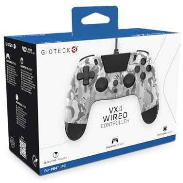 Gioteck - Mando con cable de color camo blanco VX-4 para PS4 y PC (PlayStation 4)
