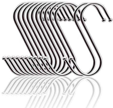 MgcTolBox 20PCS Small S Hooks, Stainless Steel S Hooks for Hanging, S Shaped for Kitchen, Office, Bathroom, Bedroom, Plants, Wardrobe (Silver, Small)