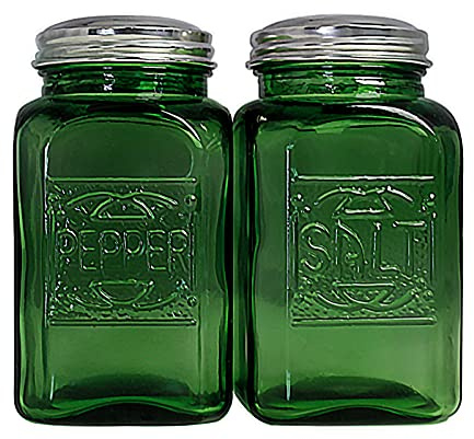 Ritadeshop Depression Style Glass Salt and Pepper Shakers (Green)