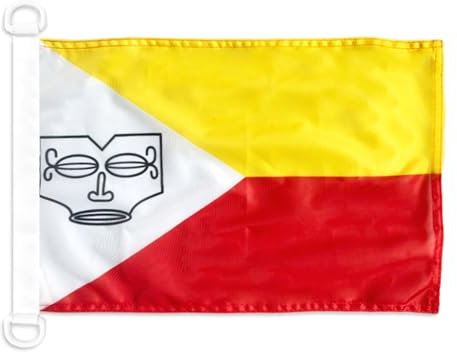 AZ FLAG - Drapeau Iles Marquises - 45x30 cm - Pavillon Nautique Polynésien - France Spécial Bateau Et Extérieur En Maille Bloquée Avec Anneaux Plastiques Intégrés - 30g