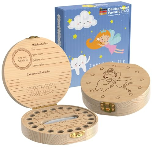 LumeeStar® Zahndose Milchzähne mit Namen zum Aufstellen | Zahnbox für Milchzähne Mädchen mit Display Funktion | Erinnerungsbox Baby Geschenke zur Geburt