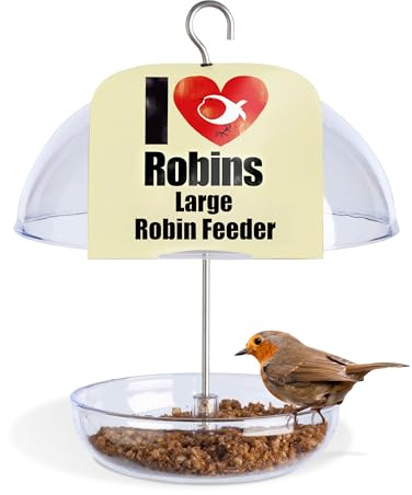 Jacobi Jayne® I Love Robins® Pearl Feeder™ - Attracts Small Garden Birds. HangIng Bird seed Feeder Perfect For Seed Mixes And Mealworms. (Large)