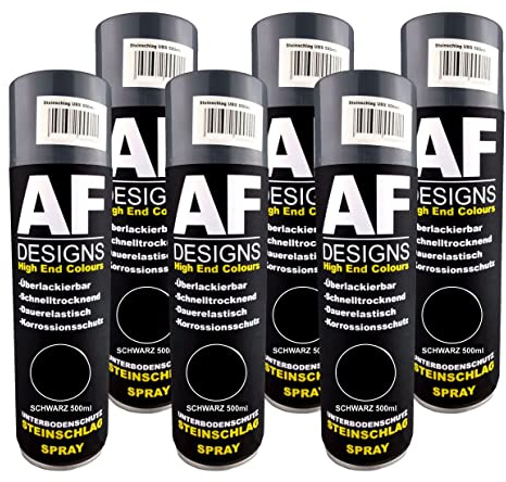 Alex Flittner Designs Steinschlagschutz Spray Unterbodenschutz schwarz 6x 500ml Spraydose