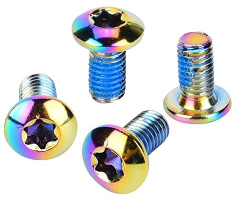 VICASKY 1 Kasten 12 Stück Bremsbelagschrauben Aus Titanstahl M5x10mm Korrosionsbeständig Kompatibel Mit Mountainbike E-Bike Rennrad Scheibenbremsen Farbige Fahrrad Schrauben Für Vorder Und Hinterrad