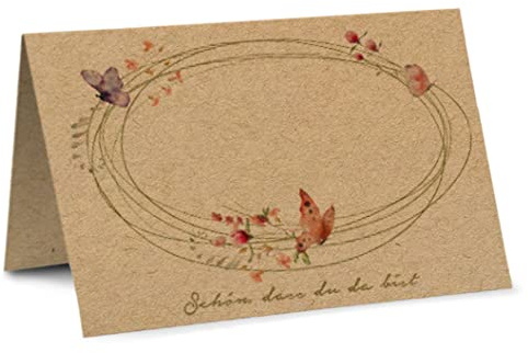 Partycards Tischkarten Geburtstag, Tischkarten Hochzeit, Tischdeko Hochzeit, Hochzeitsdeko Tisch - 50 Stück, Namensschilder, DIN A7, Platzkarten Kommunion, Namenskarten Konfirmation, Taufe
