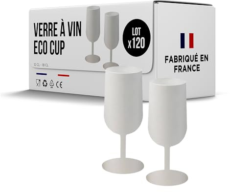 SPARKLERS Club - Copas de vino reutilizables Eco Cup 12 cl (18 cl hasta el borde) fabricado en polipropileno, vidrio desechable y reutilizable de alta calidad (blanco, 120)