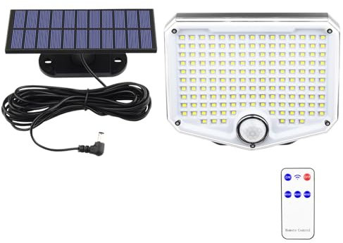 Aiworthy Solarlampen für Außen,Solarleuchte Aussen mit Bewegungsmelder,3 Modi Wasserdichte Solar Wandleuchte,120°Beleuchtungswinkel,210LED,Solar Wandleuchte mit 5m Kabel für Garage Hof Garten