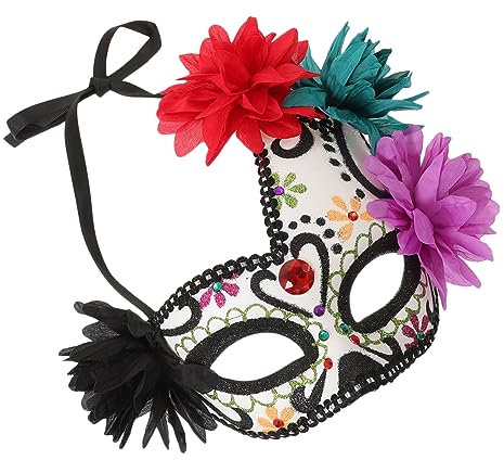 TENDYCOCO Masque De Cosplay Mexicain Masque De Fleur Demi-masque Crâne Mort Halloween