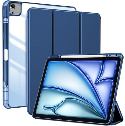 ProCase Cover iPad Air 13 Pollici M3 2025/ M2 2024 con Portapenna (Modello:A3268 A3269 A2898 A2899 A2900), Custodia iPad Air 6 Generazione 13 Auto Svegliati/Sonno -Marina Blu