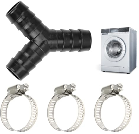 Joynine Raccordo a Y a 2 vie per Tubi | Accessorio di Collegamento per Lavatrice e Lavastoviglie | Include Tre Fascette Stringitubo | Resistente al Calore e ai Prodotti Chimici
