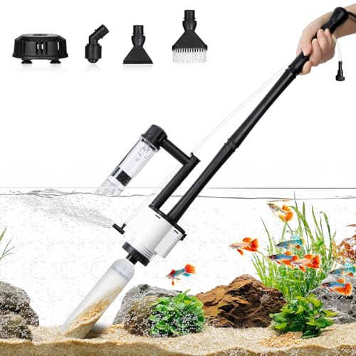 AQQA Fish Tank Cleaner, 8-in-1 Electric Aquarium Gravel Cleaner, 30W Automatic Fish Tank Vacuum Cleaner for Water Change, Sand Wash and Filter