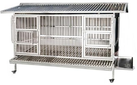 Hühnerstall Freilaufgehege Komplett aus Edelstahl Gefertigt Wasserdicht Doppeltürschloss Einfach zu Säubern für Hühner, Enten, Gänse, Kaninchenn(Size:150 * 80 * 100cm)