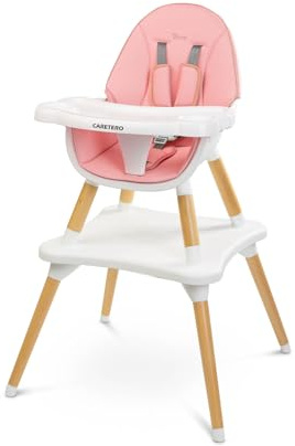 CARETERO Trona para Bebé Tuva - Silla de Comedor para Bebé de 6 Meses a 3 Años - Carga Máxima 15 kg - Trona o Silla 2 en 1 + Mesa - Bandeja Regulable - Rosa