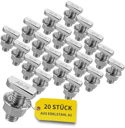 Avoltik 20 tornillos de cabeza de martillo M10 I 25 mm de acero inoxidable con tuercas de brida, tornillos de acero inoxidable A2 para montaje solar, tornillos M10, incluye tuercas para una fijación