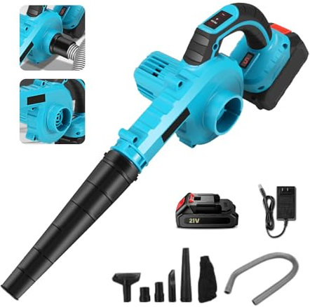 Souffleur Portable sans Fils à Batterie,Souffleur à Feuilles Électrique sans Fil 21V Souffleur à Feuilles Portable à Main,Contrôle à 5 Vitesses,pour Patio, Gazon (1 Batterie)