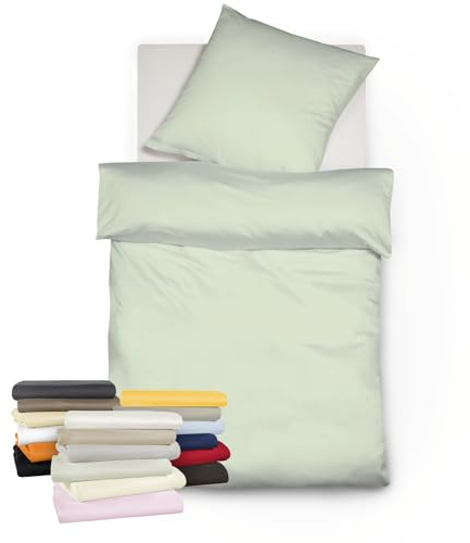 liebling Bettwäsche Interlock Jersey 155 x 220 cm, Farbe pastellgrün, Bettbezug aus 100% Baumwolle, edler Glanz, waschbar 60 Grad, Ökotex 100