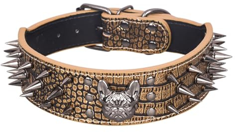 FUNAT Bittsäkert nitat hundhalsband, medium och stort husdjurskrage med dominerande spetsiga naglar, tjurfäktning